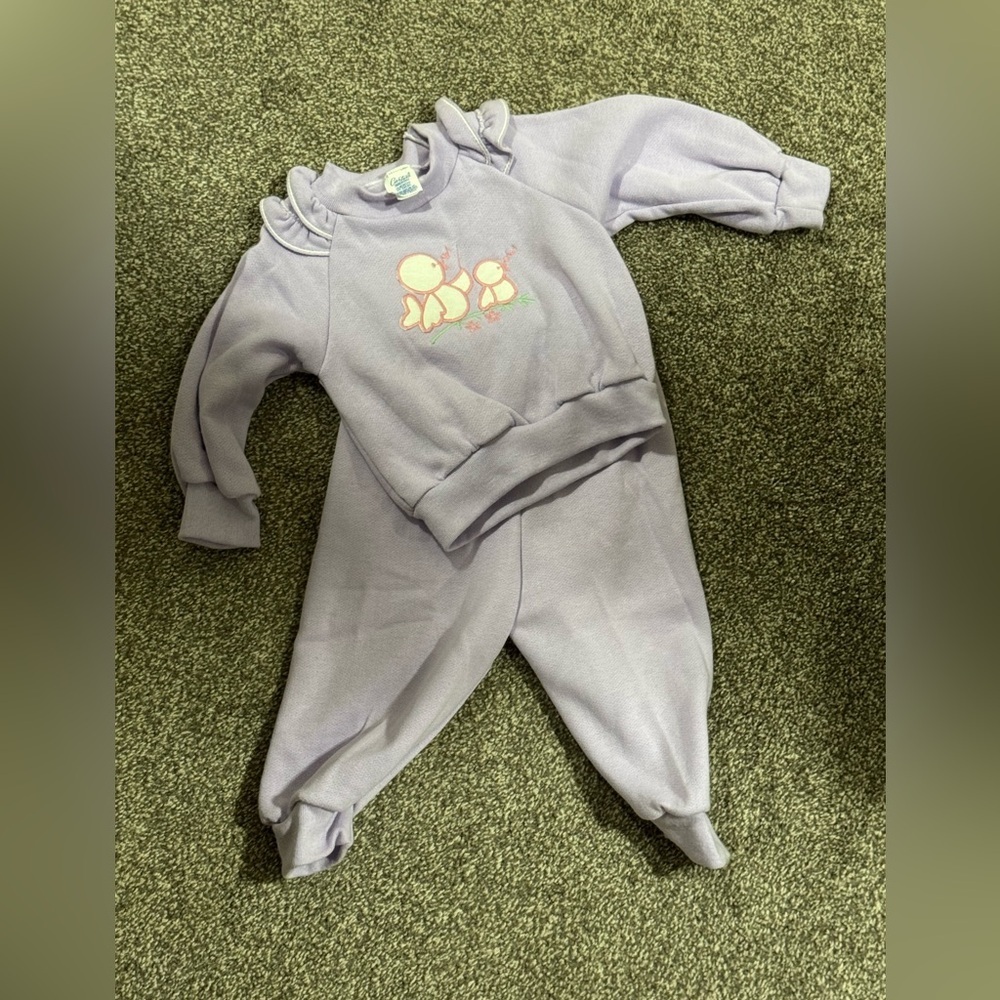 Carter’s Vintage Purple chicken Sweatsuit Set | 24M | Made in USA I Easter